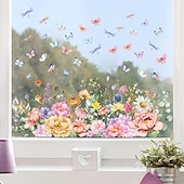 economico Adesivi murali decorativi-Adesivo per finestra con bouquet floreale, adesivo da parete primaverile colorato, decorazione per finestra – bifacciale, lavabile, riutilizzabile, perfetto per la casa e l&#039;ufficio