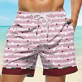 baratos Plantas e Flores Tropicais-Homens Listra Flor Shorts de Natação Bermuda de Surf Calção de Banho Cintura Média Havaiana Casual Feriado Praia Com Cordão com forro de malha Cintura elástica Designer Roupa