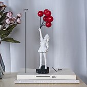 levne Sochy-socha malé holčičky s balónkem - socha moderního umění pro domácí výzdobu, sochařská socha z pryskyřice řemeslné ozdoby, obývací pokoj televizní skříň knihovna sběratelská výzdoba, domácí dekorace, vánoční dárek