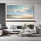 cheap Landscape Paintings-Handmade Oil Painting Canvas Wall Art Decor Original Blue Sky Abstract Scenery Painting for Home Decor With Stretched Frame/Without Inner Frame Painting