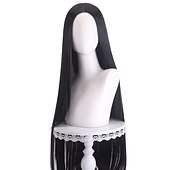 abordables Perruques d&amp;#39;anime-perruque synthétique droite partie médiane perruque faite à la machine longue a1 a2 a3 a4 a5 cheveux synthétiques femmes cosplay doux fête rose rouge noir perruques de carnaval