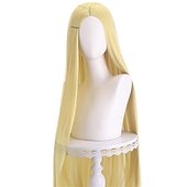 abordables Perruques d&amp;#39;anime-perruque synthétique droite partie médiane perruque faite à la machine longue a1 a2 a3 a4 a5 cheveux synthétiques femmes cosplay doux fête rose rouge noir perruques de carnaval
