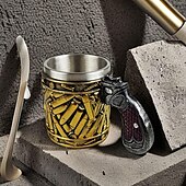 お買い得  ノベルティドリンクウェア-ステンレス鋼弾丸パターンビールジョッキ、鋼弾丸コーヒーマグピストル形状ハンドルコーヒーマグボーイフレンド、父親、クリスマスクリスマスギフト用