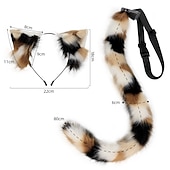 abordables Accessoires de coiffure-peluche à la main trois fleurs oreille de chat coiffure queue de chat ensemble simulation animal oreille cheveux cerceau queue d'animal dessin animé exposition accessoires de cosplayaccessoires de