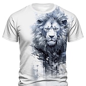  Voor heren Grafisch dier Leeuw T-shirt Korte mouw T-shirt 3D-afdrukken Strakke ronde hals Overhemd Dagelijks Ontwerper Retro vintage Buitensporten Feestdagen Uitgaan Rood Groen Lente zomer Kleding S