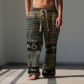 cheap Men&#039;s Printed Casual Pants-Western Bandana Print Vintage Men&#039;s 3D Print Pants Trousers Outdoor Street Going out Polyester Yellow Red Blue S M L Mid Waist Elasticity Pants