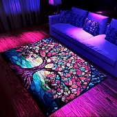 billiga Svartljus Mattor-blacklight matta uv-reaktiv glöd i mörkret område matta köksmatta halkfri oljesäker tree of life boho golvmatta vardagsrum matta inomhus utomhusmatta sovrum dekor badrumsmatta entrématta dörrmatta