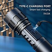 cheap Tactical Flashlights-White Laser Super Powerful Flashlight 5000LM TYPE-C Rechargeable Torch Light High Power LED Flashlight Tactical Lantern