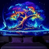billiga Blacklight tapestries-blacklight gobeläng uv reaktiv glöd i mörkret glöd party neon bonsai natur psykedelisk trippy dimmigt hängande gobeläng väggkonst väggmålning för att leva