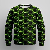 billiga Pojkens 3D Vision &amp; Geometri-Pojkar 3D Geometrisk Tröja Pullover Långärmad 3D-tryck Vår Höst Mode Streetwear Häftig Barn 3-12 år Rund hals Utomhus Ledigt Dagligen Normal