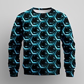 billiga Pojkens 3D Vision &amp; Geometri-Pojkar 3D Geometrisk Tröja Pullover Långärmad 3D-tryck Vår Höst Mode Streetwear Häftig Barn 3-12 år Rund hals Utomhus Ledigt Dagligen Normal
