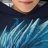 billiga Pojkens 3D-djur-Pojkar 3D Drake Huvtröja Pullover Långärmad 3D-tryck Vår Höst Mode Streetwear Häftig Barn 3-12 år Huva Utomhus Ledigt Dagligen Normal