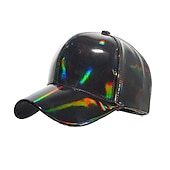 economico Cappellino da baseball da uomo-Unisex Cappellino da baseball Cappello da sole Nero Argento Tessuto non tessuto laser La moda Informale minimalismo Esterno Da mare Liscio Regolabile Di tendenza