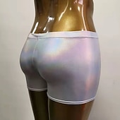 tanie Statki-Metaliczne Lata 80 Błyszczący patent na lateks Krótkie spodnie Skóra PU Bodycon Jednokolorowe Strój na bal maskowy Damskie Bal maskowy Impreza Wieczór panieński Parada równości Dla dorosłych Szorty