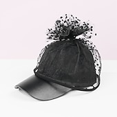 economico Cappelli per feste-cappelli cappello da sole in fibra cappello da velo casual vacanza semplice retrò con copricapo in tulle a pois