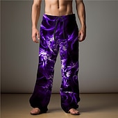 abordables Pantalons décontractés imprimés pour hommes-Flamme Abstrait Homme Impression 3D Pantalon Extérieur Usage quotidien Vêtement de rue Polyester Bleu Clair Jaune Rouge S M L Taille médiale Élasticité Pantalon