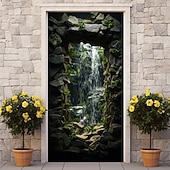 Недорогие Дверные чехлы-водопад пещера дверные покрытия фреска декор дверной гобелен дверной занавес украшение фон дверной баннер съемный для входной двери в помещении и на открытом воздухе украшение дома комнаты декор