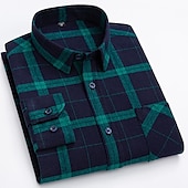 voordelige strijkvrije overhemden voor heren-Voor heren Overhemd Ruitjes Toimisto &amp; ura Bruiloft Marineblauw Blauw Hemelsblauw Donkergroen Lange mouw Revers Lente &amp; Herfst Kleding Voorvak