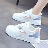 economico Sneakers da donna-Per donna Scarpe da ginnastica Scarpe bianche Scarpe da papà Esterno Giornaliero Estate Lacci Plateau Punta tonda Per sport Informale Footing Similpelle Con lacci intrecciali Bianco/blu Grigio
