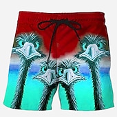 abordables Animaux &amp; Oiseaux-Homme Impression de peau d&#039;autruche Oiseau Maillots de bain Shorts de bain Shorts de Surf Taille Moyenne Hawaïen Occasionnel Fête Plage Cordon de serrage avec doublure en mesh Taille Élastique