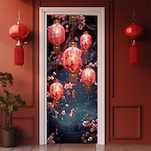 ieftine Capacele ușilor-felinar de Anul Nou chinezesc acoperă ușă tapiserie ușă perdea decorațiuni fundal banner ușă pentru ușa din față fermă rechizite de decor petrecere