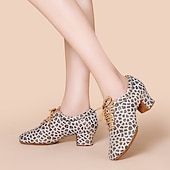 abordables Chaussures de danses latines-Femme Chaussures Latines Entraîner des chaussures de danse Utilisation Entraînement Talon Talon Cubain Bout rond Lacet Adulte Noir Marron