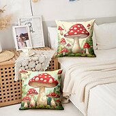 cheap Floral &amp; Plants Style-1PC Mushroom Double Double Side Pillow Cover Soft Decorative Square Cushion Case Pillowcase for Bedroom Livingroom Sofa Couch Chair