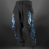 levne Tepláky-Plamen Abstraktní Pánské 3D tisk Tepláky Běžci Kalhoty Venkovní ulice Běžné / Denní Polyester Žlutá Modrá Fialová S M L Středně vysoký pas Pružnost Kalhoty