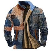 economico Felpe 3D da uomo-Per uomo Pop art Color Block Felpe Felpa con zip Giacca in pile Soprabiti Manica lunga Felpa Colletto alla coreana Giornaliero Informale Vintage retrò Da mare Per eventi Per uscire Vello Inverno