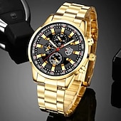 olcso Quartz órák-3db/set Férfi Naptári Rozsdamentes Acél Kvarc Óra  Nyaklánc  Karperec Szett