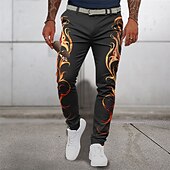 levne Štíhlý-Plamen Obchodní Abstraktní Pánské 3D tisk Oblekové Kalhoty Venkovní Denní nošení Streetwear Polyester Žlutá Červená Modrá S M L Středně vysoký pas Pružnost Kalhoty