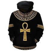 abordables sudaderas con capucha 3d para hombre-Hombre Graphic Tribal Sudadera Sudaderas Sudadera Manga Larga Sudadera con capucha Con Capucha Diario Impresión 3D Deporte Festivos Vacaciones Oro negro Dorado Estampado Bolsillo delantero Primavera