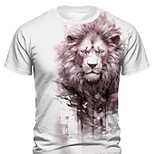 cheap Animal Print T shirts-Men&#039;s Graphic Animal Lion T shirt Short Sleeve T shirt 3D Print Crew Neck Shirt Daily Designer Retro Vintage Sports Outdoor Holiday Going out Blue Red Green Spring &amp; Summer Clothing Apparel S M L XL