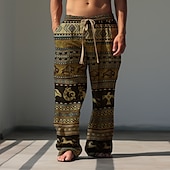 cheap Men&#039;s Printed Casual Pants-Western Bandana Print Vintage Men&#039;s 3D Print Pants Trousers Outdoor Street Going out Polyester Yellow Red Blue S M L Mid Waist Elasticity Pants