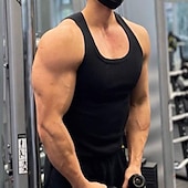 baratos Tops de ginásio-Homens Regata para Academia Regata de Corrida Regata para Esportes Homens Tops Gola Redonda Sem Manga Desportos e Ar livre Férias Para Noite Casual / Diário Secagem Rápida Pavio Humido Respirável