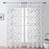 abordables Voilages-Rideau semi-transparent blanc brodé de feuilles, ensemble de rideaux à passe-tringle, panneau de fenêtre, drapé pour chambre de fille/chambre d&#039;enfant/crèche/salon 1 panneau