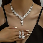 abordables Parures de Bijoux-Nuptiales Parures 1 jeu Imitation Perle Strass 1 Collier Boucles d&#039;Oreilles Femme Mode Coréen Doux Parure de Bijoux Pour Mariage Soirée Anniversaire