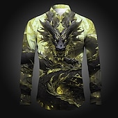 abordables Motif Animal-Homme Dragon Chemise Chemise boutonnée manche longue Abstrait Usage quotidien Sortie Printemps été Col rabattu Imprimer Bouton bas Rouge Pourpre Bleu Vert foncé Violet