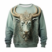 billige 3D-gensere for menn-Herre Grafisk Dyr Antilope Gensere Genser for genser Langermet Genser Crew-hals Daglig Fritid Vintage retro 3D-utskrift Feriereise Ferie Ut på byen Trykt mønster Vår &amp; Vinter