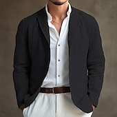 cheap Men&#039;s Blazers-Men&#039;s Graduation Blazer Formal Evening Wedding Party Party &amp; Evening Pocket Fashion Casual Spring &amp;  Fall Polyester Plain Pocket Casual / Daily Single Breasted Blazer Black White Blue khaki