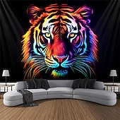 billige Blacklight -billedvev-blacklight billedvev uv reaktiv glød i mørket glød party neon tiger dyr psykedelisk trippy tåkete hengende billedvev veggkunst veggmaleri for stue soverom