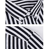 cheap Men&#039;s Button Down Shirts-Men&#039;s Shirt Dress Shirt Button Down Shirt Black White Red Long Sleeve Stripes Lapel Spring &amp;  Fall Office &amp; Career Wedding Party Clothing Apparel