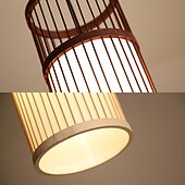 economico Modello a lanterna-luci a sospensione cilindriche creative beige vimini bambù apparecchio di illuminazione decorazione antica lampadario a soffitto luce tessuto fatto a mano decorazioni per la casa lampadario per