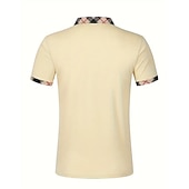 cheap Men's Classic Polo-Men's Polo Shirts Button Up Polos Casual Holiday Lapel Short Sleeve Fashion Basic Plaid Color Block Patchwork Summer Regular Fit White Polo Shirts