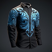 cheap Plants Pattern-Men&#039;s Shirt Button Up Shirt Long Sleeve Artistic Daily Wear Going out Fall &amp; Winter Turndown Print Button-Down Light Blue Yellow Dark Green Purple Green