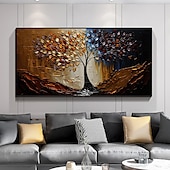 cheap Floral/Botanical Paintings-Handmade Oil Painting Canvas Wall Art Decor Original life Tree Abstract Landscape Painting for Home Decor With Stretched Frame/Without Inner Frame Painting