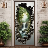 Недорогие Дверные чехлы-водопад пещера дверные покрытия фреска декор дверной гобелен дверной занавес украшение фон дверной баннер съемный для входной двери в помещении и на открытом воздухе украшение дома комнаты декор