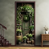 levne Kryty dveří-květinové vintage zelené kryty dveří nástěnná malba výzdoba dveří gobelín dekorace závěs dveří pozadí banner banner odnímatelný pro přední dveře vnitřní venkovní domácí dekorace pokoje farma výzdoba