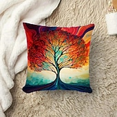 cheap Floral &amp; Plants Style-1PC Colorful Tree Double Side Pillow Cover Soft Decorative Square Cushion Case Pillowcase for Bedroom Livingroom Sofa Couch Chair