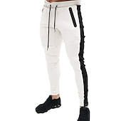 cheap Men&#039;s Active Pants-Men&#039;s Trousers Track Pants Jogging Pants Outdoor Athleisure Daily Sports Soft Comfortable Pocket Drawstring Elastic Waist Color Block Full Length Fashion Casual Activewear Wine Red Black Micro-elastic